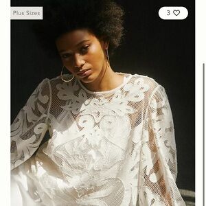 By Anthropologie Lace Detail Blouse Top